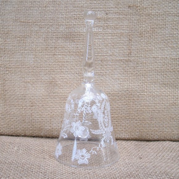 Vintage Viking Glass White Floral Design Bell - Picture 4 of 16
